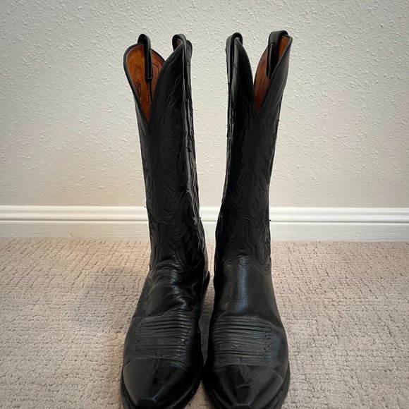 Black Lucchese Cowboy Boots 1883 Size 7.5 B - Picture 1 of 4